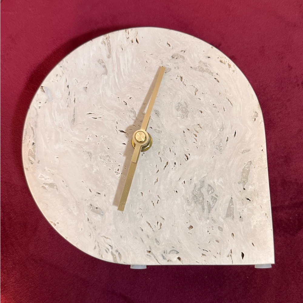 New AYTM Stilla Clock in Travertine marble ivory modern art deco wall clock - Picture 3 of 9